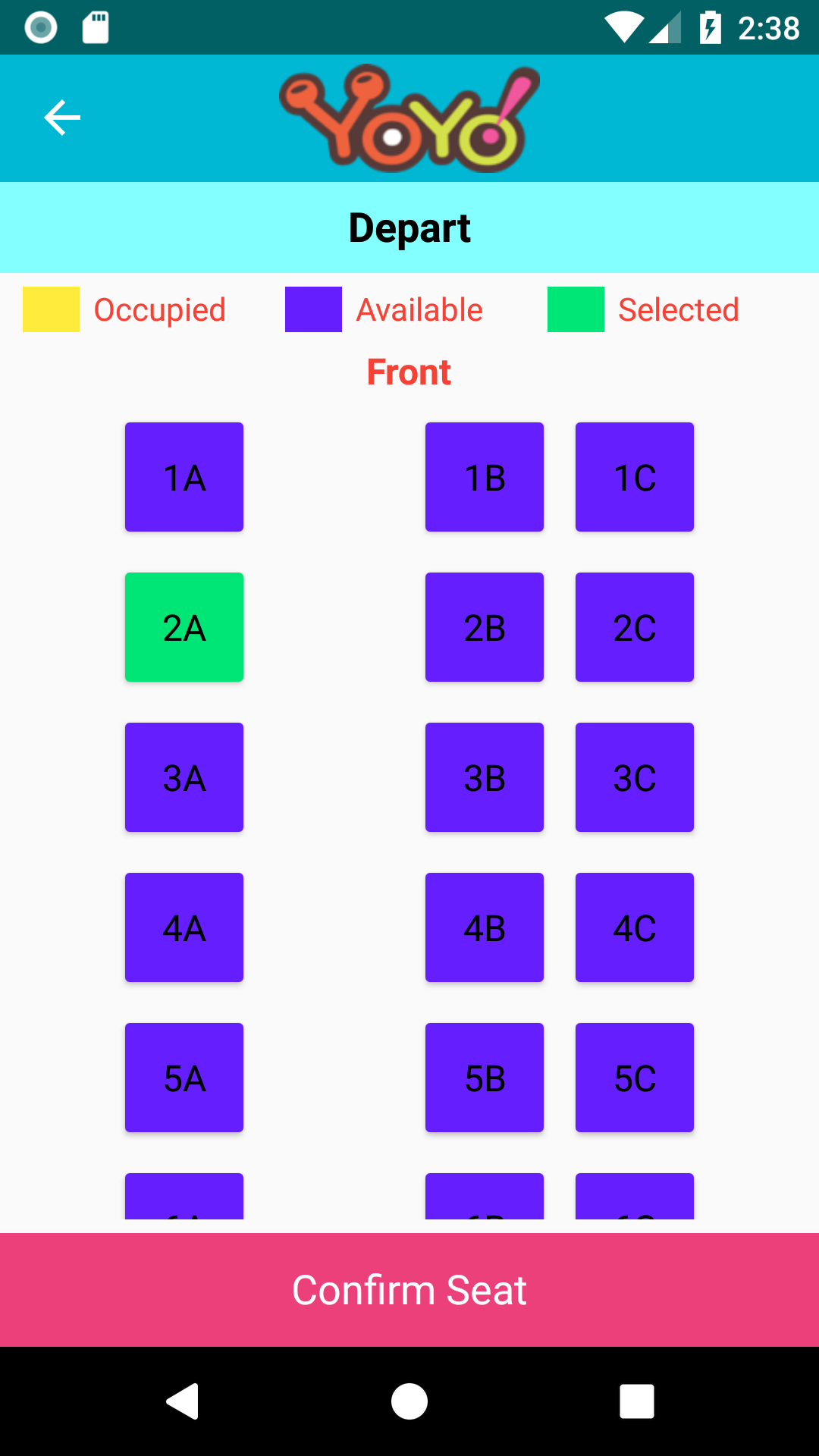 Yoyo Mobile App Seat